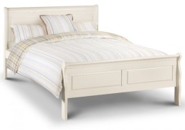 Amelia Stone White Wooden Scroll Sleigh Bed