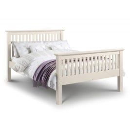 Barcelona High Foot End Stone White Finish Solid Pine Wooden Bed