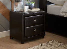 Detroit Faux Leather Bedside Table - Brown