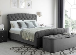 Ellis Velvet-Finish Upholstered Bed
