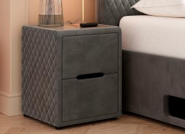 Kobe Velvet-Finish USB Charging Bedside Table