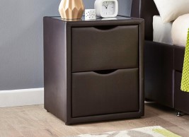 Lucia Faux Leather Bedside Table - Brown