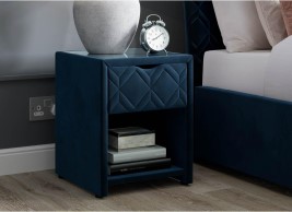 Neva Velvet-Finish USB Charging Bedside Table