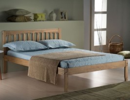 Porto Waxed Rustic Pine Finish Wooden Bed