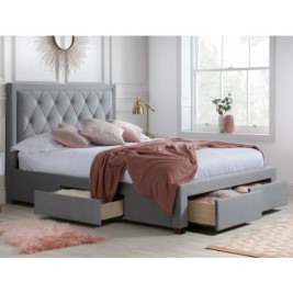 Woodbury Velvet Fabric 4 Drawer Storage Bed