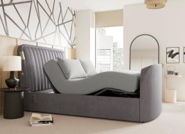 Yokohama Ergomotion Adjustable Velvet-Finish Dolby Atmos LG TV Bed Frame