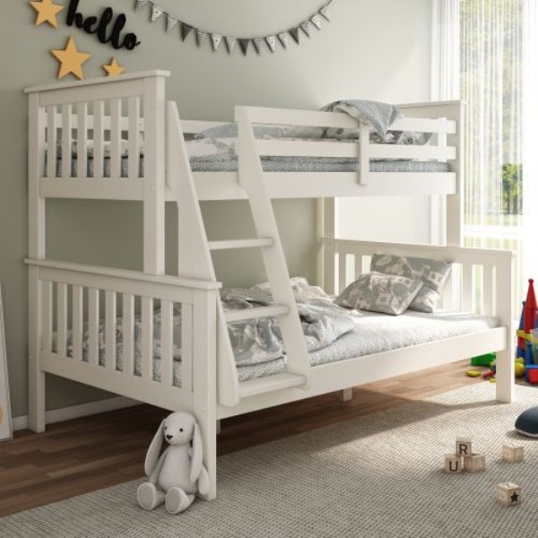 Atlantis Finish Solid Pine Wooden Triple Sleeper Bunk Bed Happy Beds