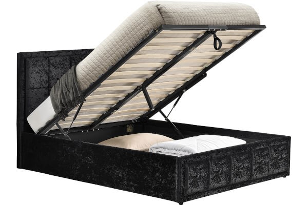 Birlea Hannover Black Crushed Velvet Fabric Ottoman Bed