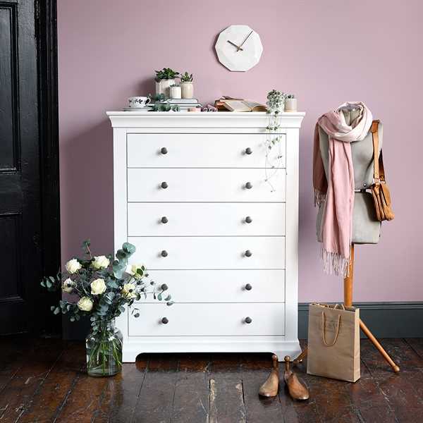 Chantilly White Tall 6 Drawer Chest Want Mattress