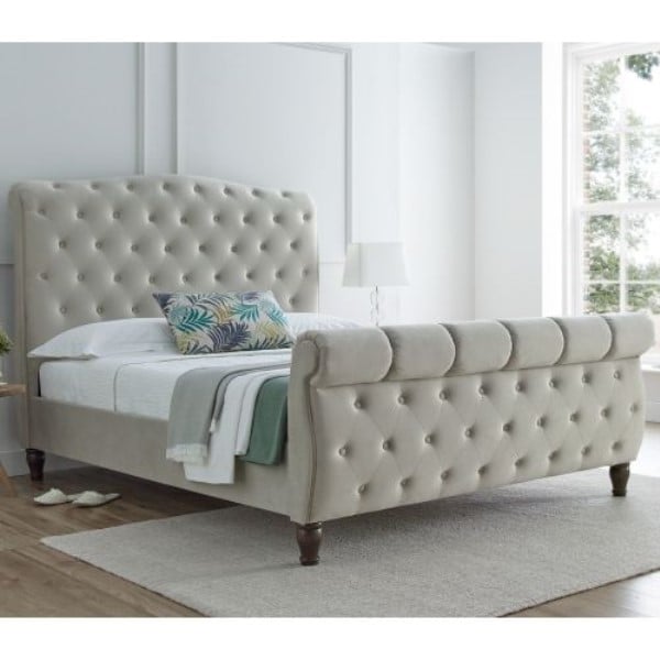 Colorado Velvet Fabric Sleigh Bed Happy Beds Want Mattress