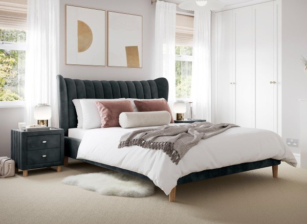 Knox Velvet-Finish Bed Frame