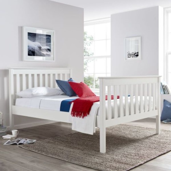 Lisbon Finish Solid Pine Wooden High Foot End Bed