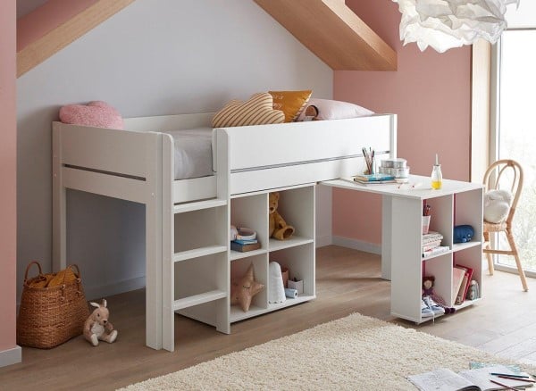 Tinsley Mid Sleeper Bed Frame With, High Sleeper Bed Frame With Desk