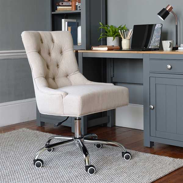 Upholstered Office Chair - Cream Linen | Want Mattress