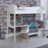 Timmy Kids Wooden High Sleeper with Desk & Futon