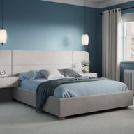 Xavier Velvet-Finish Ottoman Bed Frame with Bedside Tables