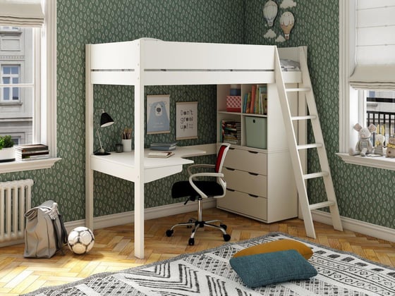 Anderson Kids Wooden High Sleeper with Storage & Desk