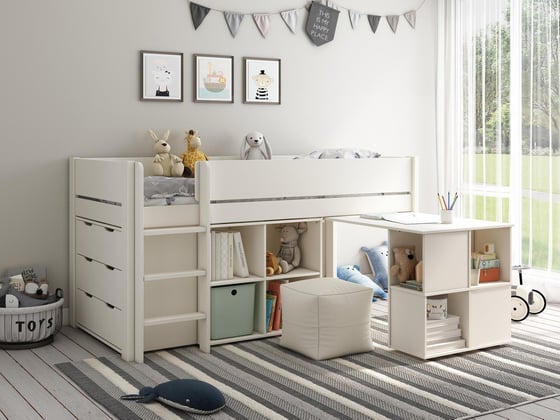 Anderson Kids Wooden Mid Sleeper with Storage & Drawers