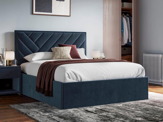 Jay Velvet-Finish Ottoman Bed Frame