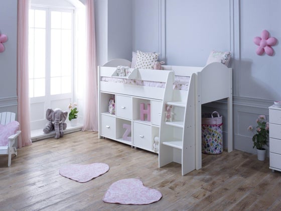 Milly Kids Wooden Mid Sleeper with Storage