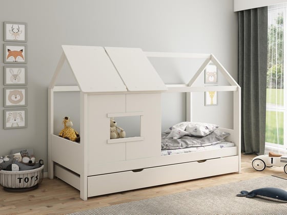White Playhouse Kids Wooden Bed