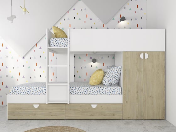 Wren Kids Wooden Bunk Bed with Storage