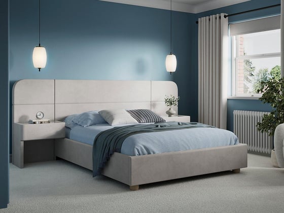 Xavier Velvet-Finish Ottoman Bed Frame with Bedside Tables