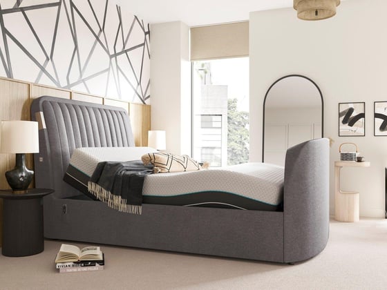 Yokohama Sleepmotion Adjustable Upholstered  Dolby Atmos LG TV Bed Frame