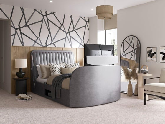 Yokohama Upholstered Ottoman Dolby Atmos LG TV Bed Frame