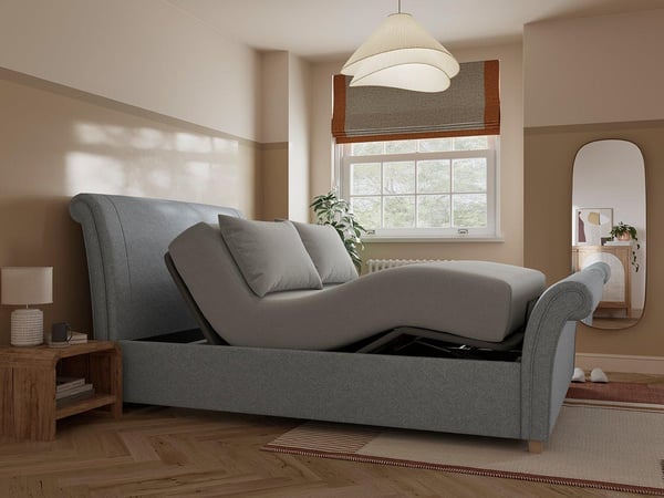 Delaware Ergomotion Adjustable Upholstered Sleigh Bed Frame
