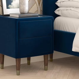 Batten Velvet-Finish USB Charging Bedside Table