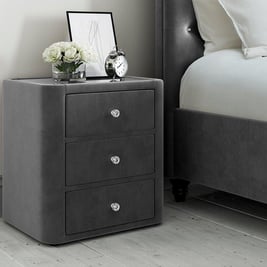 Ellis Velvet-Finish Bedside Table