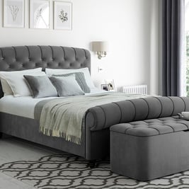 Ellis Velvet-Finish Upholstered Bed