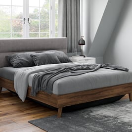 Florence Velvet-Finish Shadow Ottoman Bed Frame