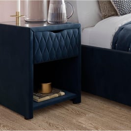 Grove Velvet-Finish USB Charging Bedside Table