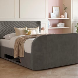 Kobe Velvet-Finish Ottoman TV Bed Frame