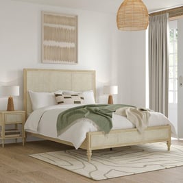 Light Vintage Rattan Wooden Bed Frame
