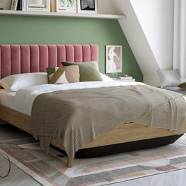 Maisy Velvet-Finish Shadow Ottoman Bed Frame