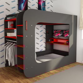 Marshall Kids Wooden Gaming Loft High Sleeper with Futon