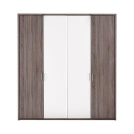 Melbourne 4-Door Hinged Wardrobe - Oak & White