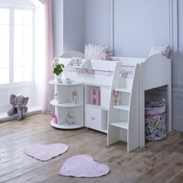 Milly Kids Wooden Mid Sleeper with Storage & Desk