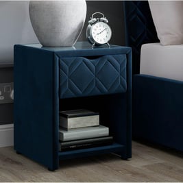 Neva Velvet-Finish USB Charging Bedside Table