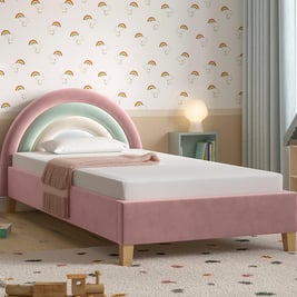 Rainbow Kids Velvet-Finish Bed Frame