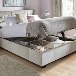 Sana Velvet-Finish Ottoman Bed Frame