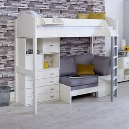 Timmy Kids Wooden High Sleeper with Storage & Futon