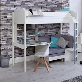 Timmy Kids Wooden High Sleeper with Desk & Futon