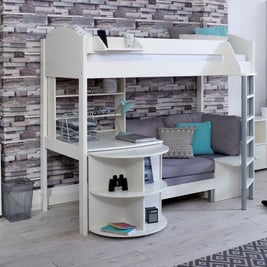 Timmy Kids Wooden High Sleeper with Extendable Desk & Futon