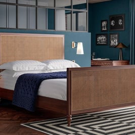 Vintage Rattan Wooden Bed Frame