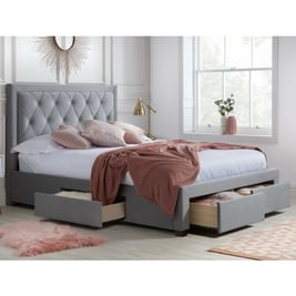 Woodbury Velvet Fabric 4 Drawer Storage Bed