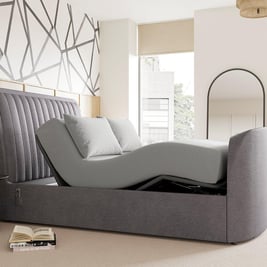Yokohama Ergomotion Adjustable Velvet-Finish Dolby Atmos LG TV Bed Frame